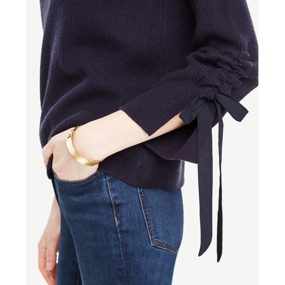 Ann Taylor tie sleeve wool sweater - Picture 3 of 6